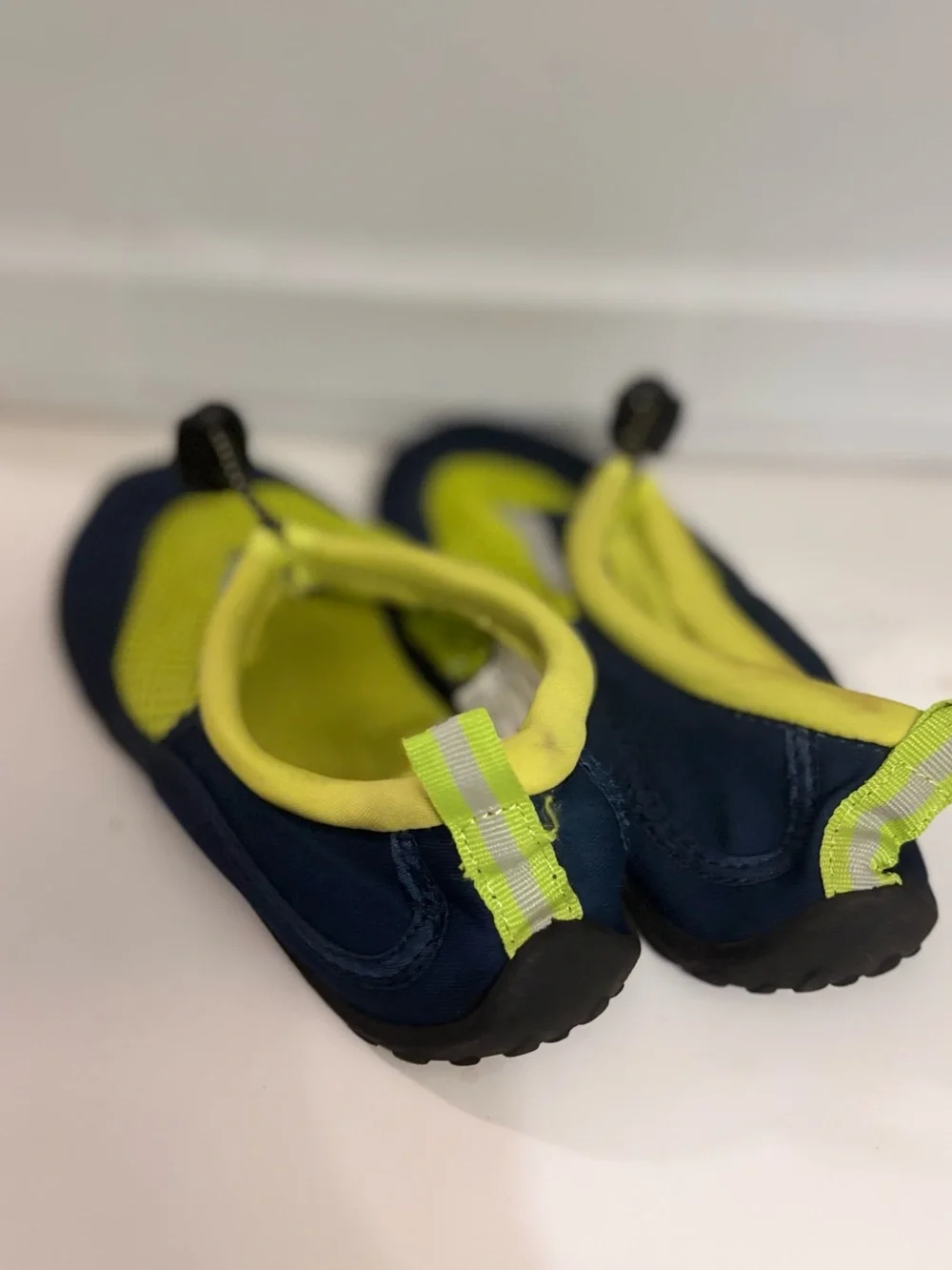 west loop Neon Yellow and Navy Kids Water Shoes with Bungee Toggle